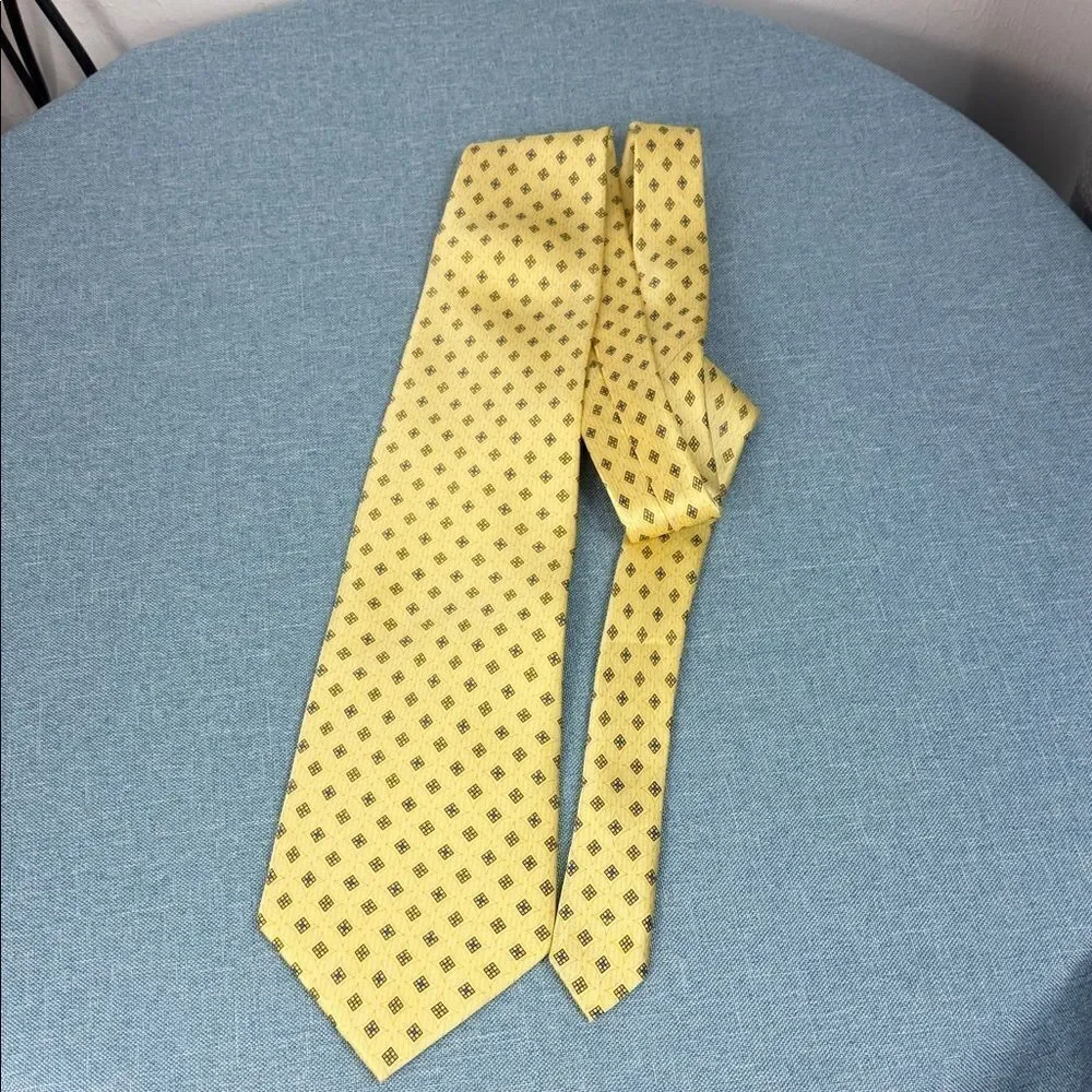 Paul & Shark Yachting Yellow Silk Necktie Geometric Print